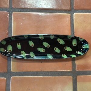 Lolita Glass Handpainted Olive Plate